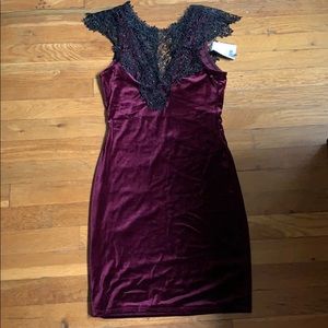 NWT Topshop burgundy velvet bodycon dress
